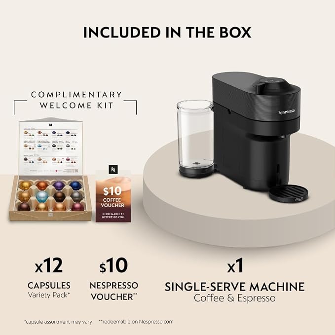 Nespresso Vertuo Pop+ Coffee Machine & Samra Origins Pods by De'Longhi | Liquorice black machine by De'Longhi with The Weeknd's Togetherness Blend: 20 light roast double espresso pods, 2.7 fl. oz.