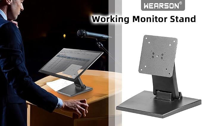 WEARSON Adjustable LCD TV Stand Folding Metal Monitor Desk Stand with VESA Hole 75x75mm&100x100mm (WS-03A2)