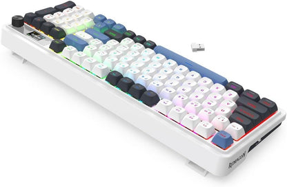 Redragon K719 PRO Wireless 95-Key Gasket Gaming Keyboard, TFT Screen & Knob | Easy-Control LED Info Display, 0-Delay Tri-Mode, Cushioned 5-Layer Noise Dampening for Creamy Thocky Sound, Practical 95 keys