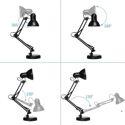 Led Desk Lamp with Clamp - Swing Arm Desk Lamp with 1 LED Cold Light Bulbs 6500K - Folding Table Lamp，Used for Office, Work, Study, Dormitory Reading and Eye Protection Desk Lamp (Black-01)