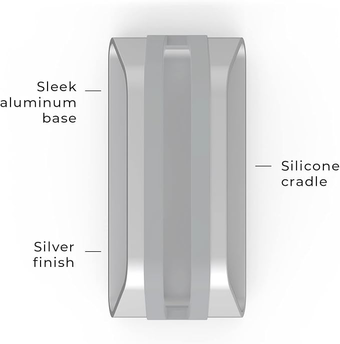 HumanCentric Vertical Laptop Stand Compatible with MacBook Pro and MacBook Air, Holder for Personal Computer Desk Stand, Aluminium, Exchangeable Inserts to Fit Different Device Models, Silver