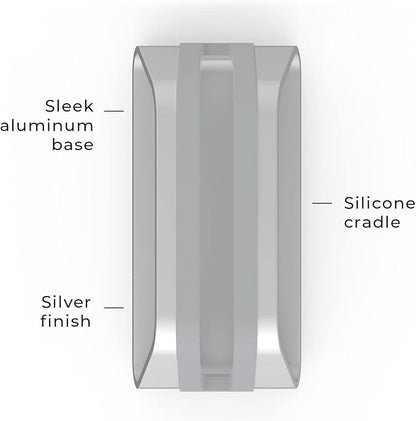 HumanCentric Vertical Laptop Stand Compatible with MacBook Pro and MacBook Air, Holder for Personal Computer Desk Stand, Aluminium, Exchangeable Inserts to Fit Different Device Models, Silver