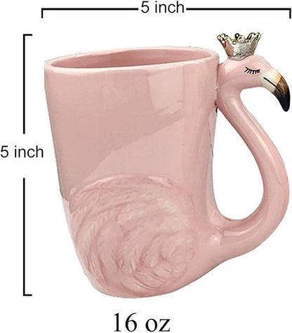Cute Pink Flamingo Gifts for Women Coffee Mug Unique Ceramic Animal Cups | Novelty 16 oz Mugs Flamingo Decor Stuff for Mom Grandma Wife Her Funny Christmas Presents Xmas Girls Fancy Mothers Day Gift