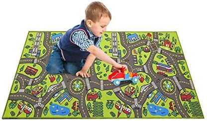 Kids Rug Playmat City Life Great for Playing with Cars and Toys - Play Learn and Have Fun Safely - Kids Baby Children Educational Road Traffic Play Mat for Bedroom Play Room Game Safe Area 43" x 26"
