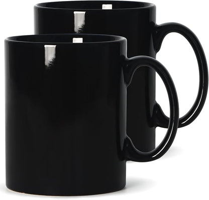 Large Coffee Mugs, 22 OZ(650ml) Extra Coffee Mug Set of 2, Smooth Ceramic Boss Cups, Big Capacity and Large Handle, for Dad Men, Black