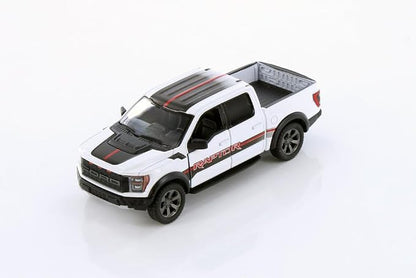 KiNSMART - 2022 Ford F-150 Raptor 5" 1:46 Scale Die Cast Model Toy Truck (White + Decals)