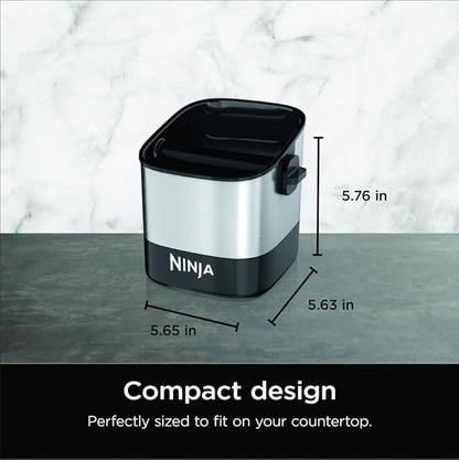 Ninja Luxe Café Knock Box, Holds 10 Double Shot Pucks, XSKKNOCKBOX | Accessories for Espresso Machine, Easy & Mess-Free Puck Disposal, Coffee & Espresso Grounds, Non-slip Base, Removable Bar
