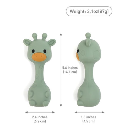 Silicone Little Giraffe Shaker Rattle Toy for Babies | Food Grade Silicone Teether | Easy to Grip | BPA Free (Dusty Lilac)