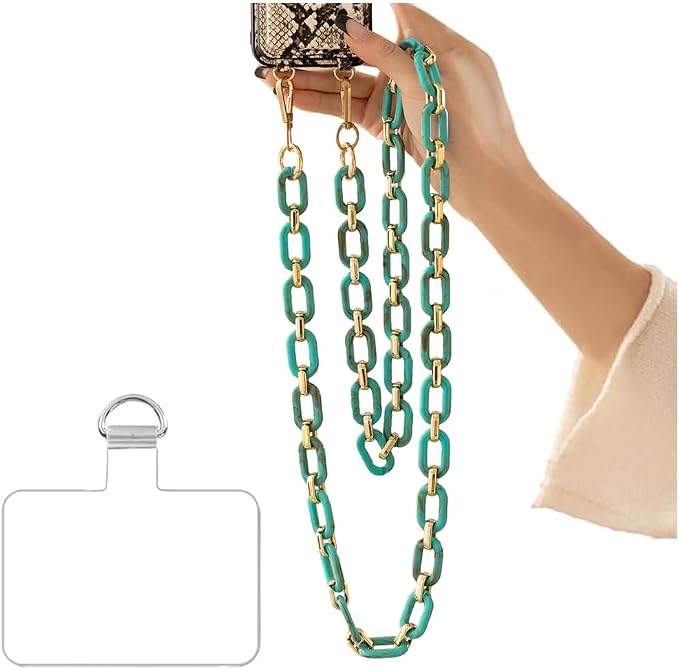Phone Crossbody Chain Cell Phone Lanyard,Acrylic Shouder Strap Universal Cellphone Chain Strap with Tether Patches Compatible with Most Phones Bag Purse (S)