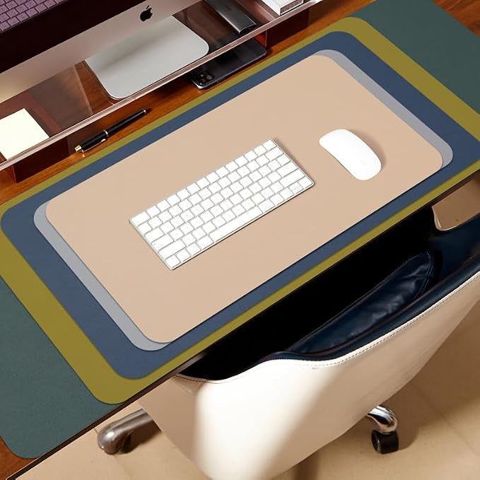 Leather Desk Mat - Small Non-Slip PU Desk Pad for Office and Home - Desk Organization and Accessories - Ideal for Large Mouse Pad and Small Desk Mats on Top of Desks (Beige,23.6"x 13.8")
