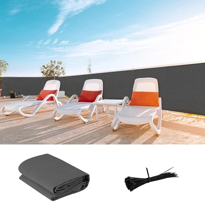 LOVE STORY Custom Size 3.3'x24' Dark Grey Balcony Privacy Screen,UV Block Privacy Fence Screen,90% Shield for Outdoor Pool Garden Apartment Railing