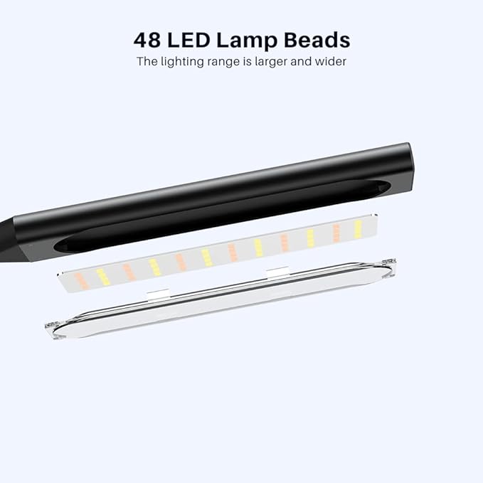 LED Desk Lamp, Touch Adjustable Table Lamp with USB Charging Port 5 Modes and 6 Brightness Levels Eye Protection Reading Light 48 LED Memory Function Desk Lights for Home Office Black