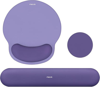 MOSISO Wrist Rest Support for Mouse Pad&Keyboard Set, Imperial Purple | Circle Curved Ergonomic Mousepad Non-Slip Base Home/Office Pain Relief&Easy Typing Pad with Soft Cloth&Silicone Lining