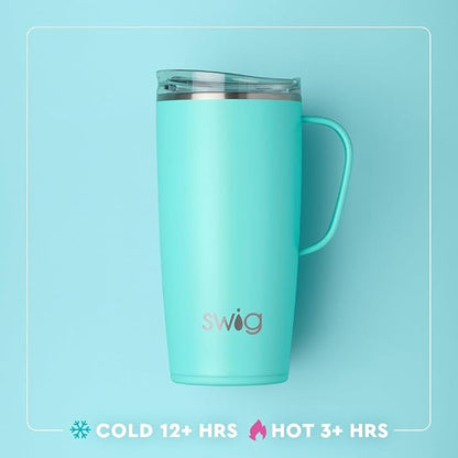Swig Life 22oz Travel Mug, Insulated Tumbler with Handle and Lid, Cup Holder Friendly, Dishwasher Safe, Stainless Steel, Travel Coffee Cup, Insulated Mug with Lid (Howdy Yall)