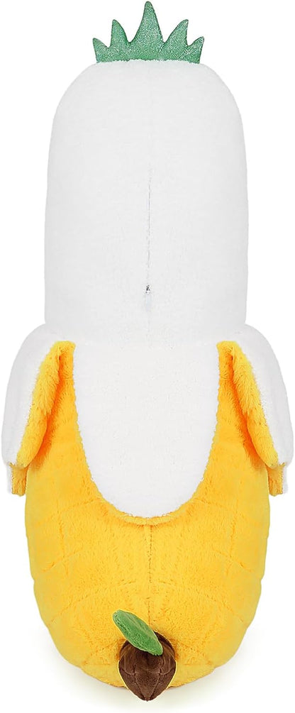 PEACH CAT Pineapple Banana Duck Plush Pillow Duck Stuffed Animal Cute Fruit Plushie for Girls and Boys White 19.7"