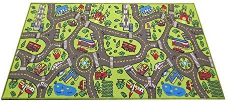 Kids Rug Playmat City Life Great for Playing with Cars and Toys - Play Learn and Have Fun Safely - Kids Baby Children Educational Road Traffic Play Mat for Bedroom Play Room Game Safe Area 43" x 26"