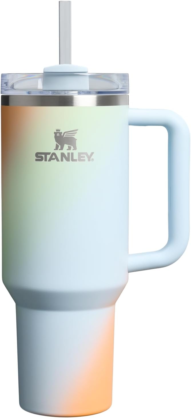STANLEY Quencher H2.0 Flow State Tumbler, 40 oz, Sunrise Spiral | Handle and Straw | 3-Position Lid | Cup Holder Compatible for Travel | Insulated Stainless Steel Cup | BPA-Free