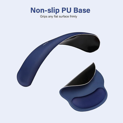 MOSISO Wrist Rest Support for Mouse Pad&Keyboard Set, Navy Blue | Circle Curved Ergonomic Mousepad Non-Slip Base Home/Office Pain Relief&Easy Typing Pad with Soft Cloth&Silicone Lining