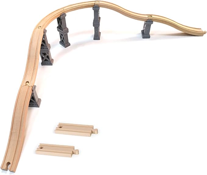 Wooden Train Bridges, Viaduct Bridge, Wooden Train Track Accessories, Wood Train Tracks, Train Tracks Compatible with All Major Brands, Wood Toys for Girls & Boys