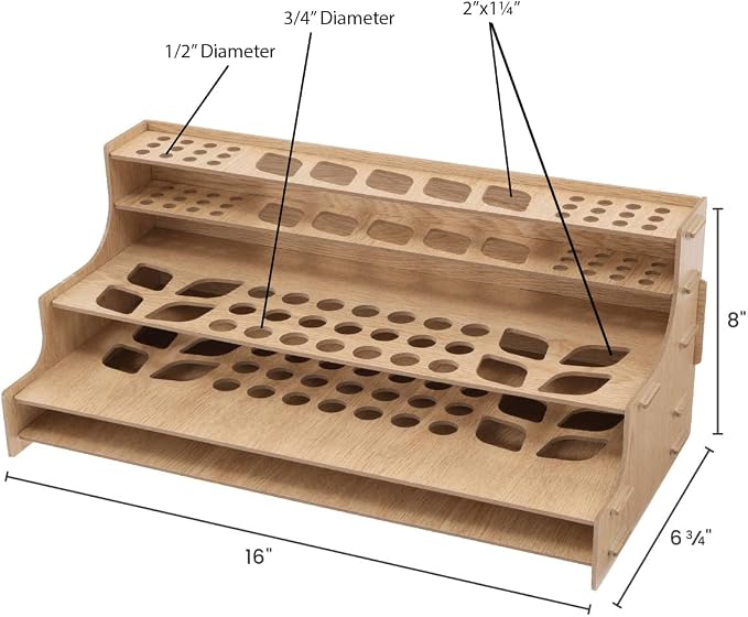 HG Art Concepts Mezzo Artist Drawing Rack, 15 Pack - Wood Grain Laminate Multi Layer Desk Stand Professional Storage Display Organizer for Pens, Pencils, Drafting and all other Drawing Tools