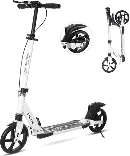 Nattork Scooter for Kids Teens and Adult Max Load 240LBS- Adjustable Height Folding Scooter with Large Sturdy Wheels Smooth Ride, Lightweight, Commuter Adult Scooters with Disc Brake,Shock Absorption
