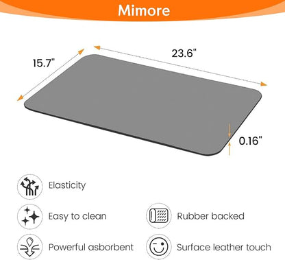 Mimore Coffee Mat - 16x24 Inch Coffee Bar Mat for Countertop - Absorbent, Hides Stains, Rubber Backed - CoffeeBar Accessories Dish Drying Mat Fit Under CoffeeMaker Espresso Machine