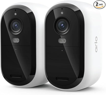 Security Cameras Wireless Outdoor - Arlo Essential Battery 2K (3rd Gen, Latest Version), Color Night Vision, Two-Way Audio, Home Security, Person/Package/Vehicle/Animal Detection, White - 2-Pack
