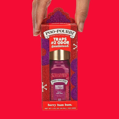 Poo-Pourri Berry Bum Bum Before-You-Go Toilet Spray To Trap Odors and Leave Bathrooms Smelling Great, with a Blend of Cranberry, Clove and Honey Essential Oils for a Holiday Scent Poo Spray, 2 oz
