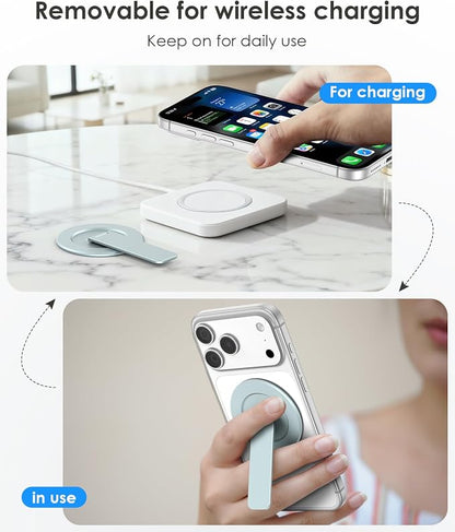 Magnetic Phone Stand for Magsafe, Ultra-Slim Snap-on Phone Holder Kickstand,180° Adjustable Angle Damping Design Cellphone Grip, Blue