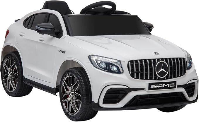 Aosom 12V Toddler Ride On Car with Remote Control, Mercedes Benz AMG GLC63S Coupe, Electric Car with 2 Speed, MP3 Player, Light, Horn, Songs, Suspension, White