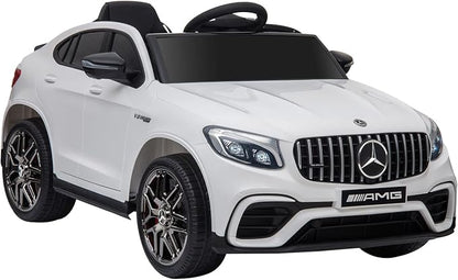Aosom 12V Toddler Ride On Car with Remote Control, Mercedes Benz AMG GLC63S Coupe, Electric Car with 2 Speed, MP3 Player, Light, Horn, Songs, Suspension, White