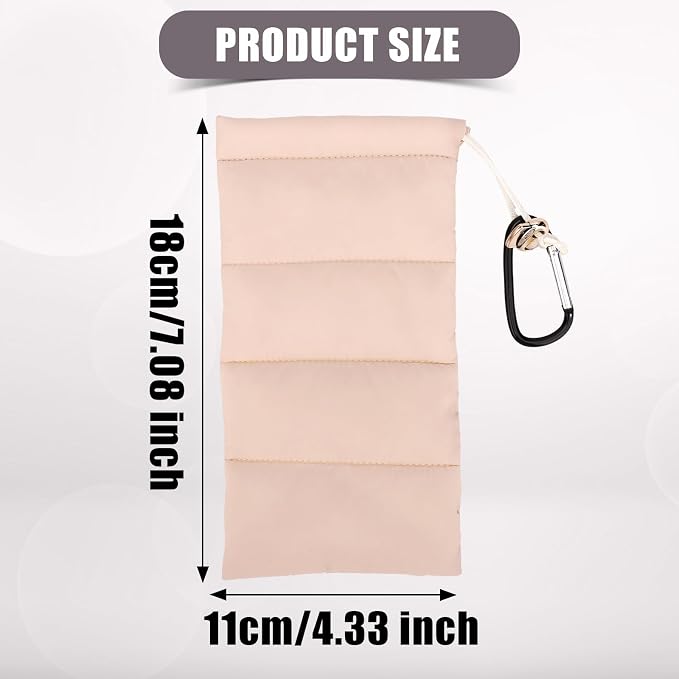 Lyreh Thermal Phone Pouch with Carabiner, Down Cotton Winter Insulated Warm Case Cover Bag Accessories Gift Prevents Freezing & Overheating Cellphone Sock for Outdoor Camping Hiking Skiing (Beige)