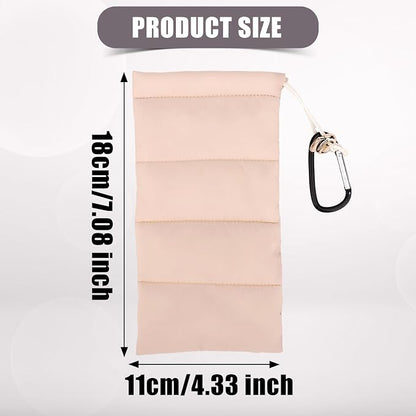 Lyreh Thermal Phone Pouch with Carabiner, Down Cotton Winter Insulated Warm Case Cover Bag Accessories Gift Prevents Freezing & Overheating Cellphone Sock for Outdoor Camping Hiking Skiing (Beige)