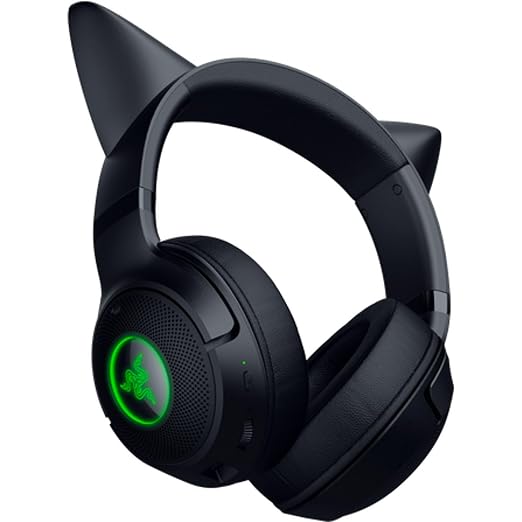 Razer Kraken Kitty V2 BT Wireless RGB Headset, Black | Chroma RGB Kitty Ears & Earcups, Bluetooth 5.2, 40 mm Drivers, Noise-cancelling Mics, Lightweight, USB-C, 40 Hr Battery