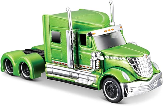 Semi Truck Toy, 1/64 Scale Alloy Metal Diecast Heavy Semi Truck Trailer Head Toy Model, International Lonestar Diecast Tow Traktor Toy Gift for Boy Adult Model Car Collector -Green
