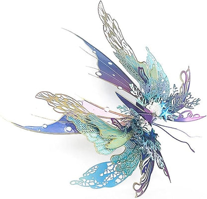 3D Metal Butterfly Puzzle for Adults, 50PCS Steampunk Mechanical Insect Model Kit, No Glue Snap-Fit Assembly, Iridescent Wing Design, Desktop Sculpture
