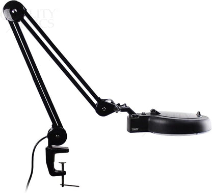 Quality Optics® Professional Series Illuminated Workstation Swing Arm Magnifier White Fluorescent with Stand 8 Diopter