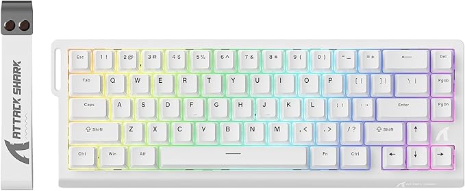 ATTACK SHARK X68 HE RT Mechanical Gaming Keyboard 60% Wired TKL-White | Adjustable Actuation,Hall Effect Magnetic Switch,8KHz Polling Rate,RGB Backlit,Top Mount, Web Driver for PC Mac Esport Gamer