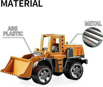 TEMI Construction Truck Set with Play Mat, Carrier Truck Toys for Kids Toddlers, Die-Cast Metal Toy Car Set, Christmas Birthday Gift for Age 3 4 5 6 + Years Old Boys Girls