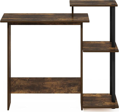 Furinno EFFICIENT Desk, 28.6" Wide Gaming Desk with 3 Open Side Shelves, Laptop Notebook Computer Desk, Office Desk for Home Office, Study Room, Dorm, Bedroom, Amber Pine