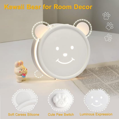 Boncoo Rechargeable Lamp, Cute Bear Battery Operated Desk Lamp Portable & Foldable, LED Cordless Lamp Dimmable with 3 Color Modes, Eye Caring Table Light Small Desk Lamps for Home Office Dorm