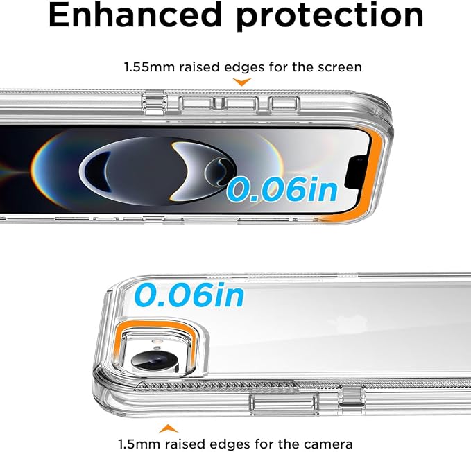 AICase for iphone 17e Case/iphone 16e Case Clear 2026 3 in 1 Heavy Duty Drop Protection Full Body Rugged Shockproof/Dust Proof 3-Layer Military Protective Tough Durable Cover for iphone 17E/16E 6.1"_1