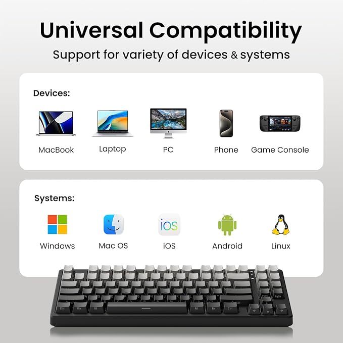 Kisnt KN85 Wireless Mechanical Keyboard, 75% Layout with Side Printed PBT Keycaps, Bluetooth/2.4GHz/USB-C, Custom RGB Backlit, Hot-Swappable Linear Switch,Creamy Sound for Gaming/Typing(Gradient Gray)