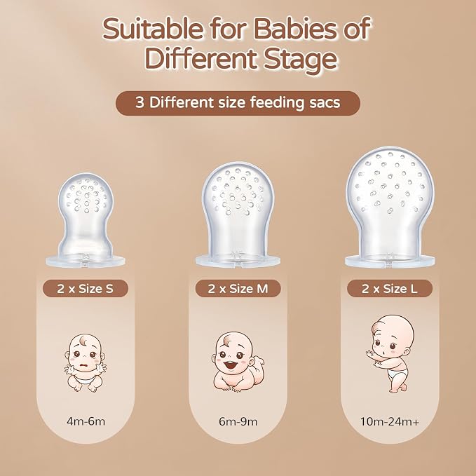 2 Pack Silicone Baby Fruit Feeder with Mini Freezer Tray, Breastmilk Popsicle Molds for Infant Teething Relief, Baby Teethers, Fresh Food Feeder for Safe Infant Self Feeding - Purple