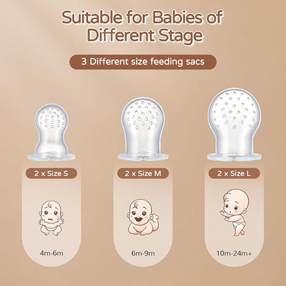2 Pack Silicone Baby Fruit Feeder with Mini Freezer Tray, Breastmilk Popsicle Molds for Infant Teething Relief, Baby Teethers, Fresh Food Feeder for Safe Infant Self Feeding - Purple