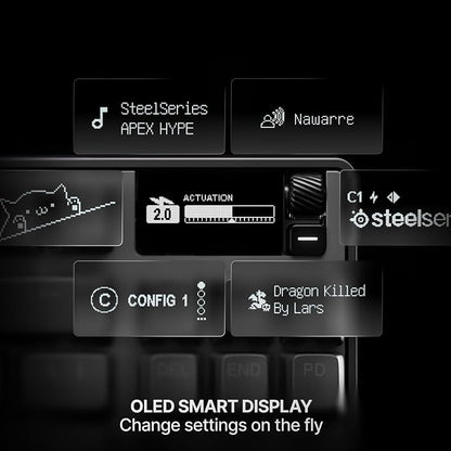 SteelSeries Apex Pro TKL Gen 3 Gaming Keyboard - OmniPoint 3.0 Analog Magnetic Switches, Quickset Auto-Presets (Rapid Trigger, Rapid Tap/SOCD, Protection Mode), OLED, RGB, PBT Keycaps, 2.4G+BT, Black