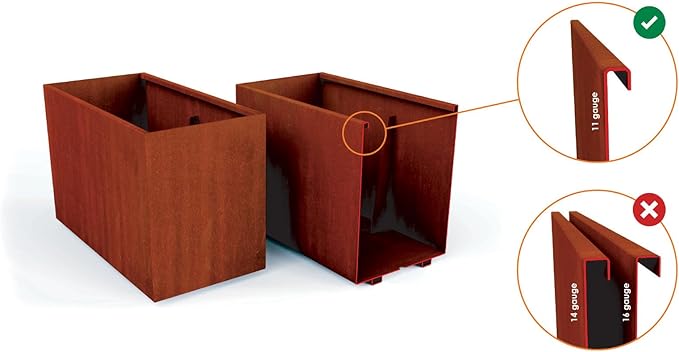 Plantercraft Extra Large Corten Steel Planter - 42x36 Large Round Planters for Outdoor Plants - Modern Metal Statement Piece for Commercial & Residential Patios or Entryways