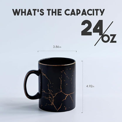 harebe 24 OZ Ceramic Extra Large Black Coffee Mug with Handle,Oversized Hot Tall Latte Mugs,Dishwasher Safe Big Capacity Giant Mug for Men Women