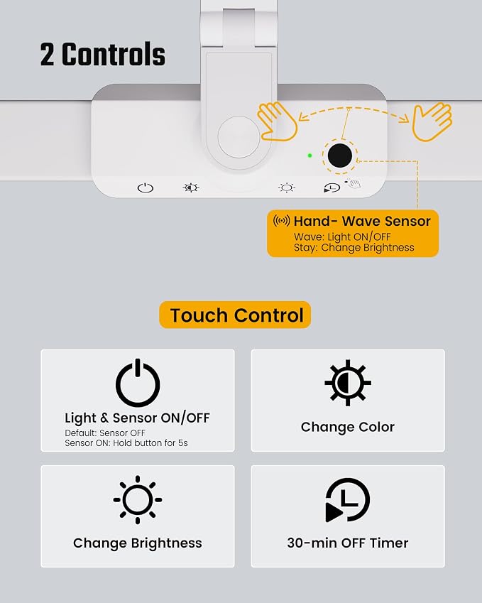 SUPERDANNY LED Desk Lamp with Power Strip (6 Outlets, 1 USB, 1 Type-C) for Home Office, Desk Light Computer Light with Clamp, Architect Desk Lamp with Smooth Dimming 5 Colors (White)