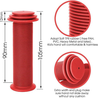 Kids Bike Grips - 105mm Bicycle Handlebar Grips With Mushroom Pattern for Bikes, Balance Bikes, and Kick Scooters